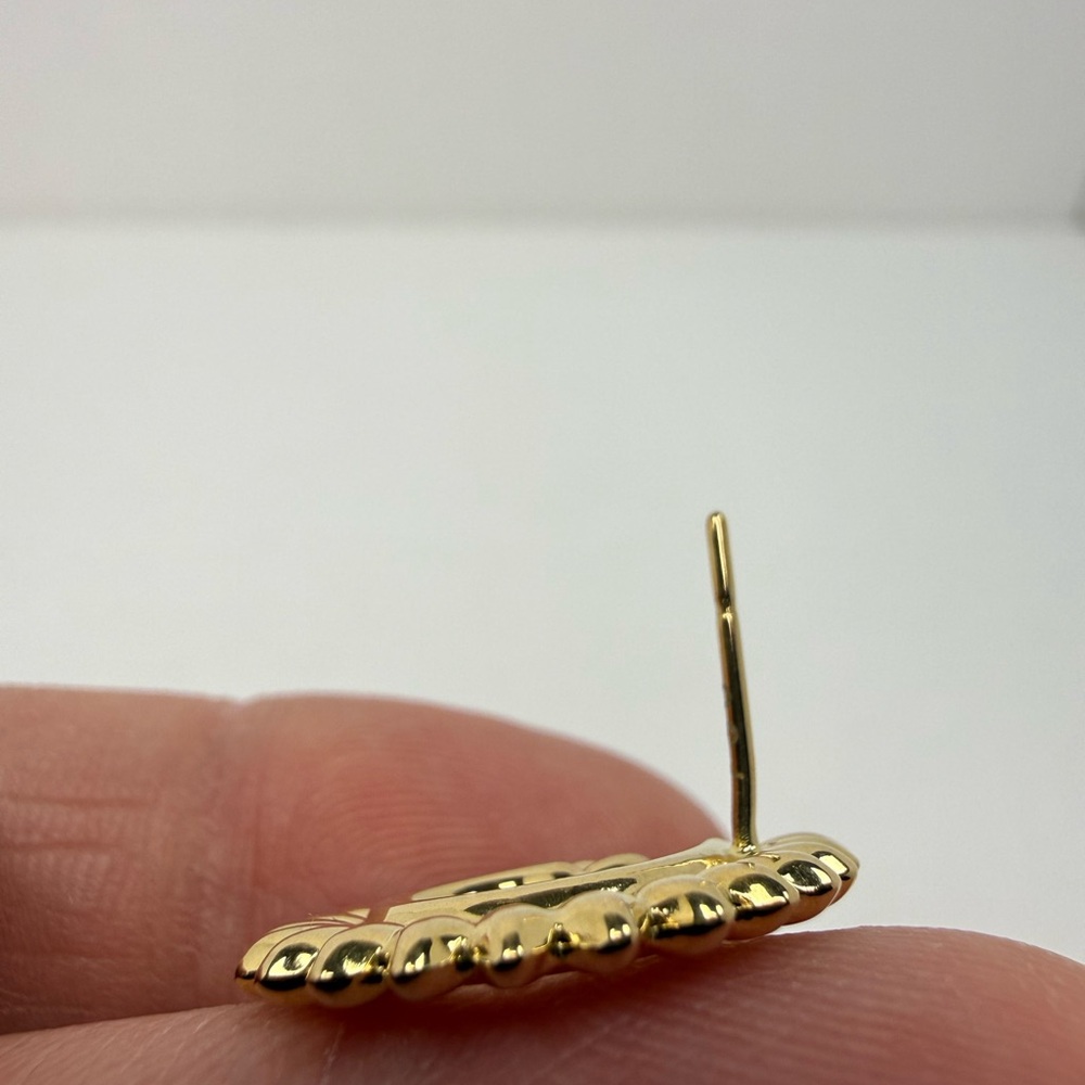 18K Genuine Yellow Gold Spiked Stud Earrings (Preowned) - Picture 15 of 17